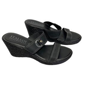 Italian Shoemakers black wedge sandals size 9